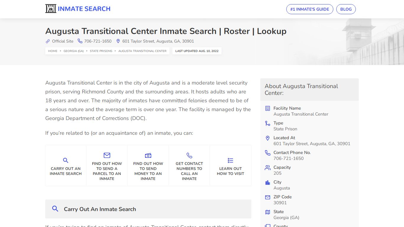 Augusta Transitional Center Inmate Search | Roster | Lookup